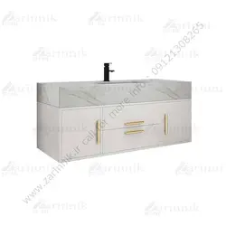 روشویی مدرن سرامیکی کابینتی دیواری طوسی فول ست کاسه توکار 120 سانت کد CF003