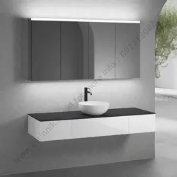 روشویی مدرن سرامیکی کابینتی دیواری مشکی کاسه روکار 120 سانت کد CD005