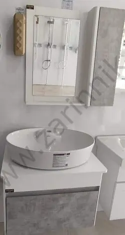 فولست کابینت و روشویی و آینه باکس کد 1015 گلسار سفید طوسی