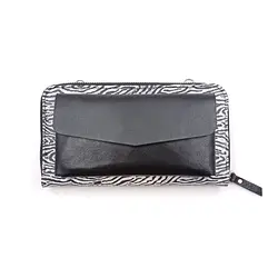 کیف پول دوشی زنانه چرم طبیعی مدل دورزیپ دل آرام 2