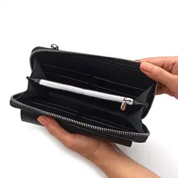 کیف پول دوشی زنانه چرم طبیعی مدل دورزیپ دل آرام 2