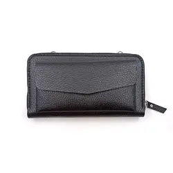 کیف پول دوشی زنانه چرم طبیعی مدل دورزیپ دل آرام 2