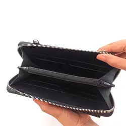 کیف پول دوشی زنانه چرم طبیعی مدل دورزیپ دل آرام 2