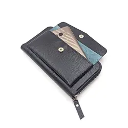 کیف پول دوشی زنانه چرم طبیعی مدل دورزیپ دل آرام 2