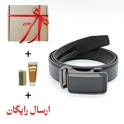 کمربند مردانه چرم طبیعی سه لایه با سگک ریلی شیک