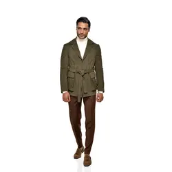 کت مخملی سافاری زیتونی