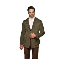 کت مخملی سافاری زیتونی