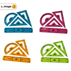 ست اندازه گیری ژله ای سبز H.X (خط کش ، نقاله و گونیا)