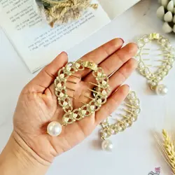 گیره گوجه ای قلب مروارید آویز G27