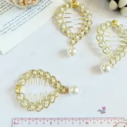 گیره گوجه ای قلب مروارید آویز G27