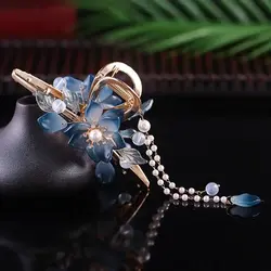کلیپس مجلسی آویزدار شکوفه آبی C28