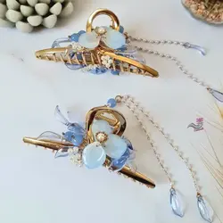 کلیپس مجلسی آویزدار شکوفه آبی C28