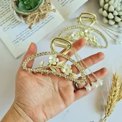 کلیپس فلزی شکوفه و نگین آویزدار C52