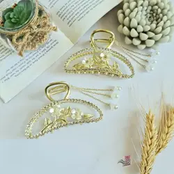 کلیپس فلزی شکوفه و نگین آویزدار C52