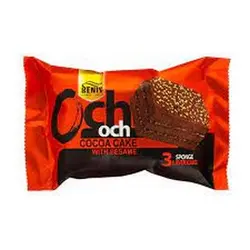 کیک اسفنجی سه لایه کاکائو باتزیین کنجد ۸۰گرم بنیس