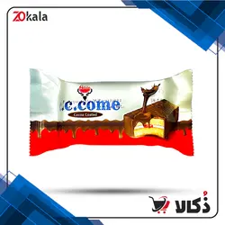 کیک لایه ای اسفنجی کرمدار با طعم میوه با روکش کاکائویی آدرین مدل c.c.come – وزن 60 گرم