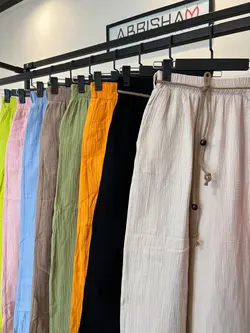 شلوار بگ لینن ست با کمربند