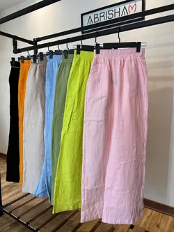 شلوار بگ لینن ست با کمربند