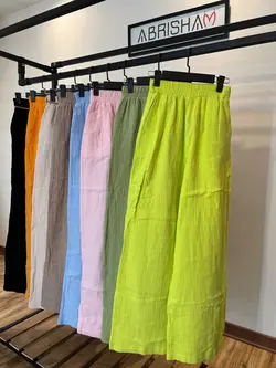 شلوار بگ لینن ست با کمربند