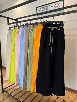 شلوار بگ لینن ست با کمربند