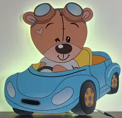 چراغ خواب تدی ماشین سوار (پسر)+(دارای ریموت کنترل تنظیم نور)