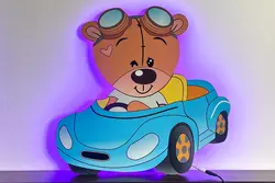 چراغ خواب تدی ماشین سوار (پسر)+(دارای ریموت کنترل تنظیم نور)