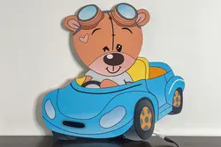 چراغ خواب تدی ماشین سوار (پسر)+(دارای ریموت کنترل تنظیم نور)