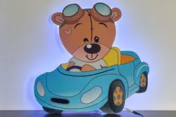 چراغ خواب تدی ماشین سوار (پسر)+(دارای ریموت کنترل تنظیم نور)