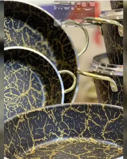 قابلمه ١٥ پارچ طرح سنگ (ماربل )كوشا ٣ تابه