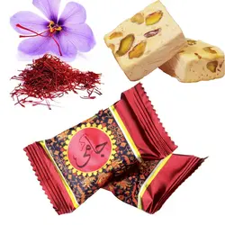 گز لقمه زعفرانی 18درصد مغز پسته و انگبین جامی - جعبه ۴۰۰ گرم