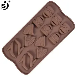 قالب سیلیکون شکلات طرح کیف و کفش و باد بزن