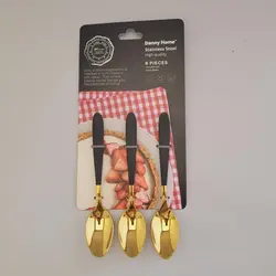 قاشق مربا خوری استیل طلایی و مشکی Danny Home (بسته ۶ عددی)