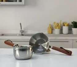 پیمانه استیل دسته چوبی