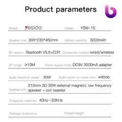 اسپیکر چمدانی بلوتوثی رم و فلش خور Yesido YSW15 + میکروفون و ریموت کنترل