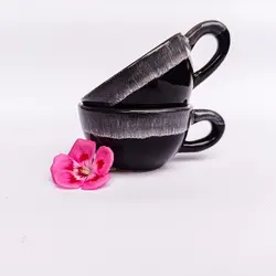 فنجان اسپرسو خوری مدل سینگل (45 میل singel) رنگ مشکی ست 6 عددی سرامیکی