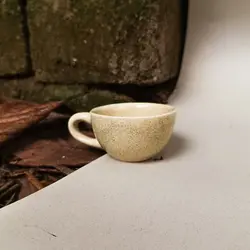 فنجان اسپرسو خوری رنگ کرم طرح دار مدل کاپ (cup) ست 6 عددی  سرامیکی