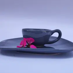 فنجان نعلبکی اسپرسو خوری  رنگ طوسی 6 عددی سرامیکی