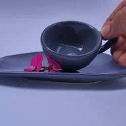 فنجان نعلبکی اسپرسو خوری  رنگ طوسی 6 عددی سرامیکی