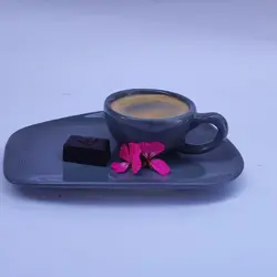فنجان نعلبکی اسپرسو خوری  رنگ طوسی 6 عددی سرامیکی