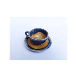 فنجان نعلبکی قهوه خوری رنگ نارنجی عسلی مدل iron ست 6 عددی