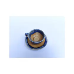 فنجان نعلبکی قهوه خوری رنگ نارنجی عسلی مدل iron ست 6 عددی