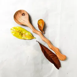 قاشق دست ساز چوبی اجیل خوری دسته بلند مدل bushcraft