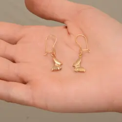 گوشواره طلا 18 عیار زنانه طلای مستجابی مدل پروانه کد 09