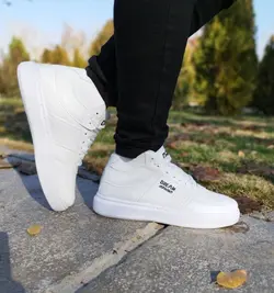 کفش نیم بوت مدل درام مردانه و پسرانه فوق‌العاده شیک و عالی سفید تمام  با ارسال رایگان  3389