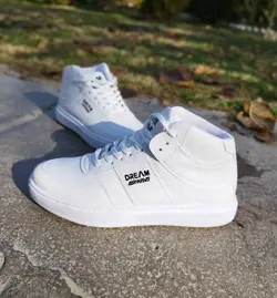 کفش نیم بوت مدل درام مردانه و پسرانه فوق‌العاده شیک و عالی سفید تمام  با ارسال رایگان  3389