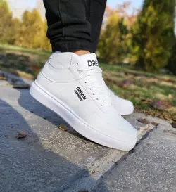 کفش نیم بوت مدل درام مردانه و پسرانه فوق‌العاده شیک و عالی سفید تمام  با ارسال رایگان  3389