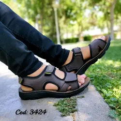 حراج محدود دمپایی صندل پشت بسته چسبی مردانه با کیفیت صد در صد طبی قهوه ایی 3424