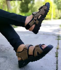 حراج این هفته دمپایی صندل پشت بسته چسبی مردانه با کیفیت صد در صد طبی خاکی 3429