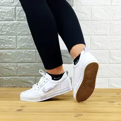کفش ونس  کتونی اسپرت دخترانه زنانه سفید نایک بنفش رویه چرم  4354