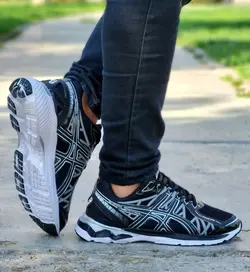 کفش کتونی اسپرت مردانه و پسرانه مدل اسیکس جدید  و باکیفیت مشکی طوسی با ارسال رایگان 3763